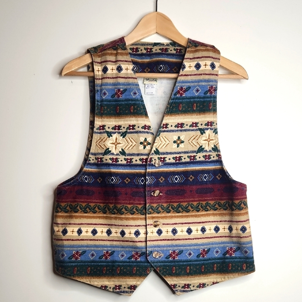 Vivaldi Vintange Multicolor Patterned Unisex Vest - image 1